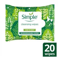Simple Kind to Skin Cleansing Wipes Biodegradable 20 Wipes
